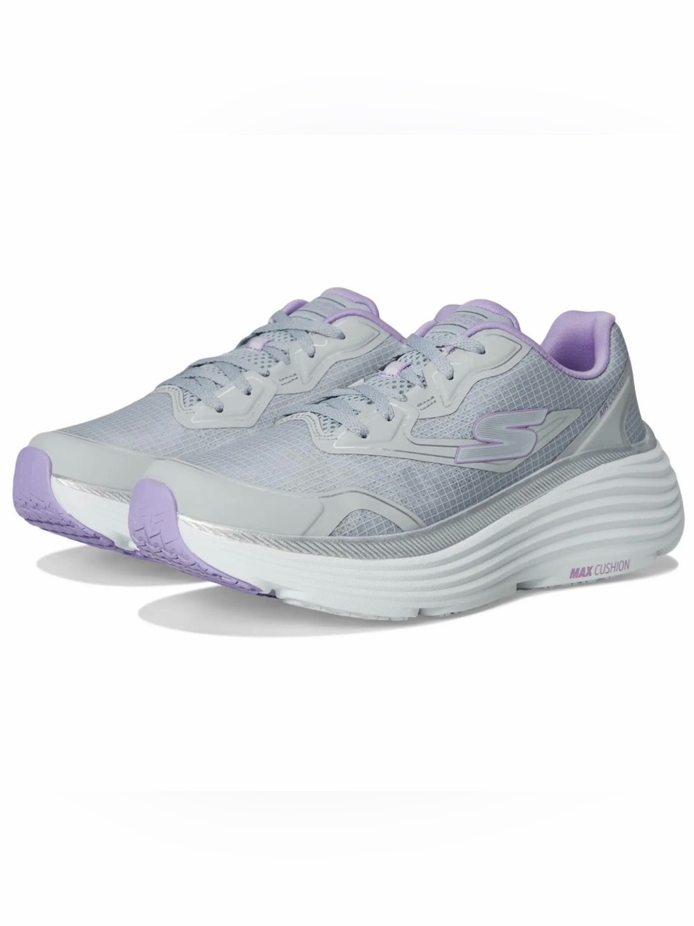 Skechers Women's Light Gray & Lavender Max Cushion Running Sneakers